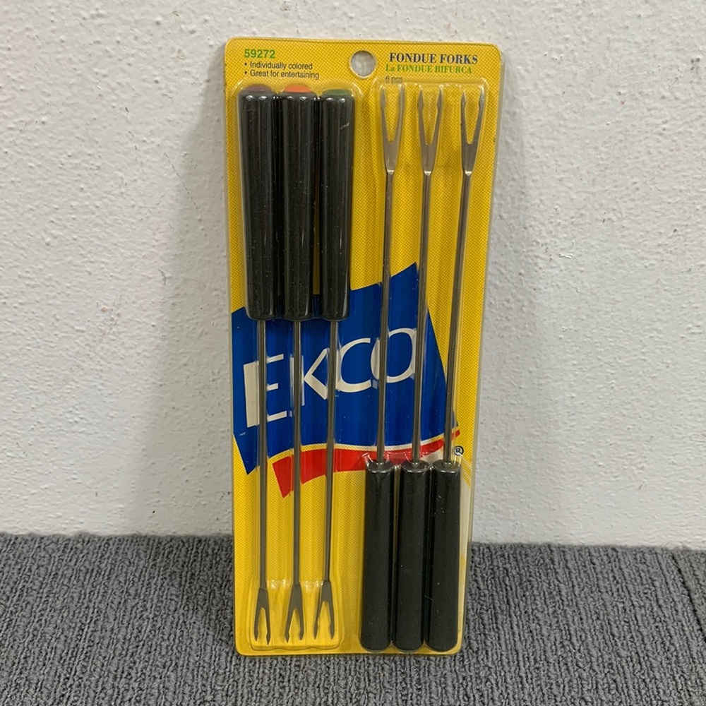 Vtg Ekco Fondue Forks Individually Colored Ends 6 Pcs New in package 59272